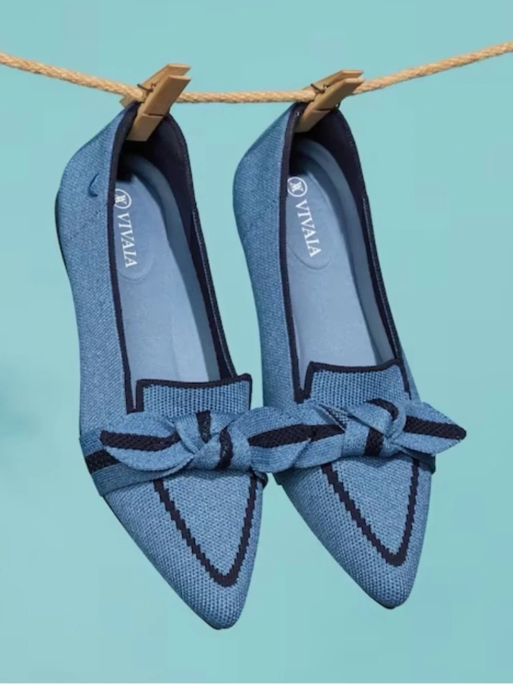 VIVAIA Pointed Toe Bow Loafers (Michelle 2.0) Denim Navy